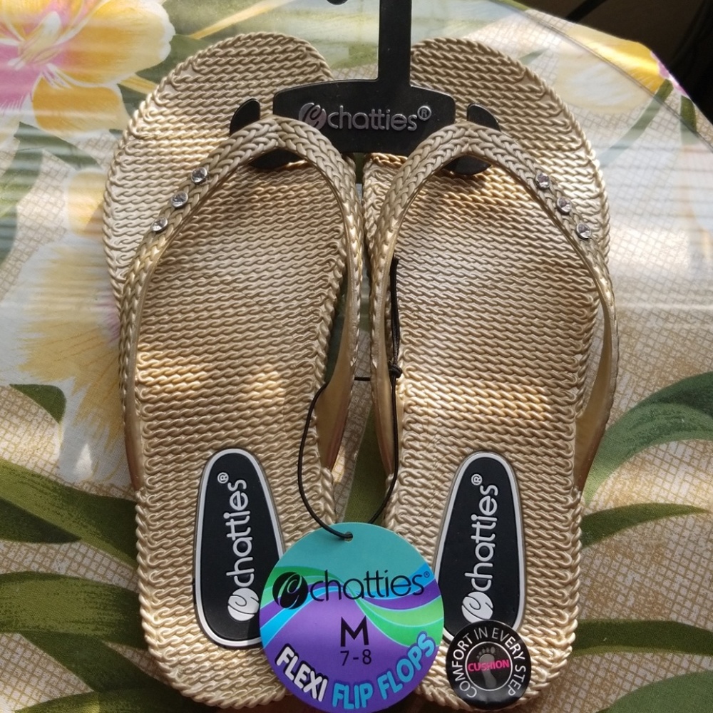 Chatties Gold Flip Flops
